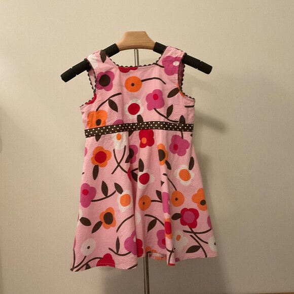 Chez Ami Girls Pink Floral Sundress Size 6X – Sleeveless Cotton Dress - Picture 7 of 10